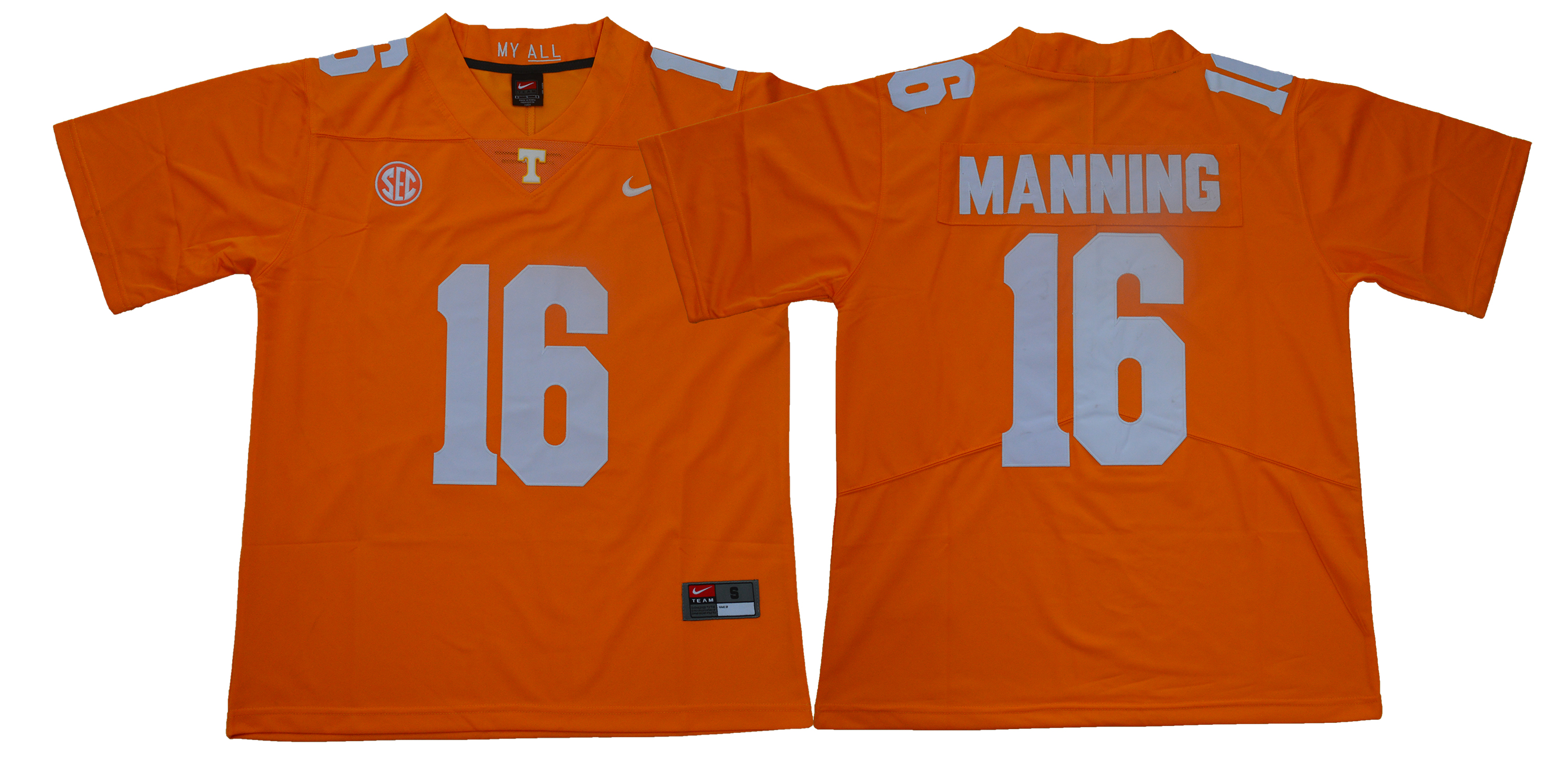 Men Tennessee Volunteers 16 Manning Yellow Nike Limited Stitched NCAA Jersey
